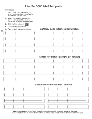 Inter Tel 3000 Label Templates Intellisystems  Form