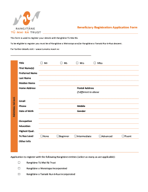 Beneficiary Registration Form