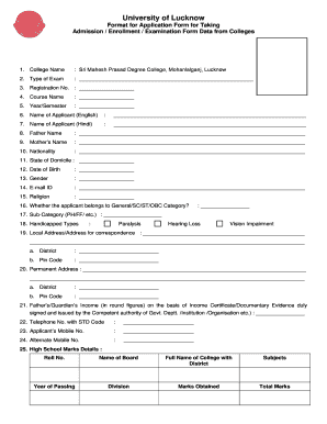 Exam Form Format