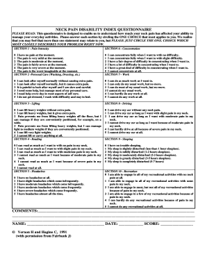 Pain Disability Index Scoring  Form