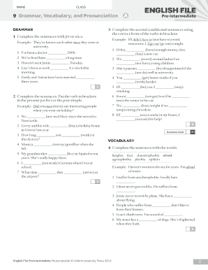 9 Grammar Vocabulary and Pronunciation  Form