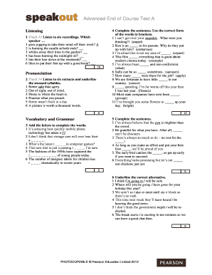 Speakout Advanced Tests  Form