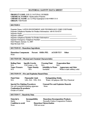 MATERIAL SAFETY DATA SHEET Global Rubber  Form