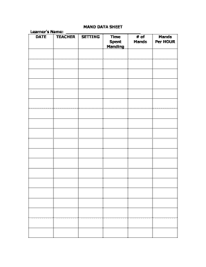 MAND DATA SHEET  Form