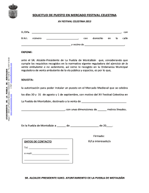 Solicitud De Puesto De Mercado  Form