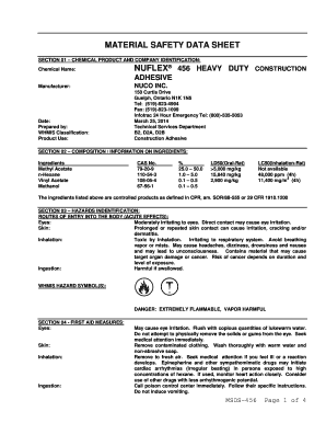 Nuflex 456 Data  Form