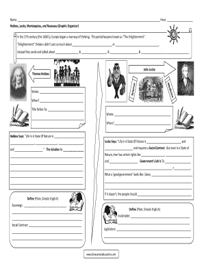 Hobbes Locke Montesquieu and Rousseau Graphic Organizer  Form