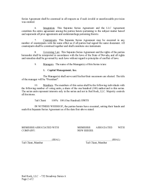 SEPARATE SERIES AGREEMENT Clint Coons, Esq  Form