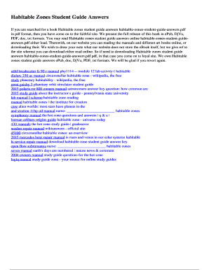 Habitable Zones Student Guide Answers  Form