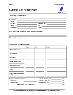 Self Assessment Examples  Form