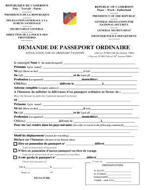 Dgsn Cameroon Passport  Form