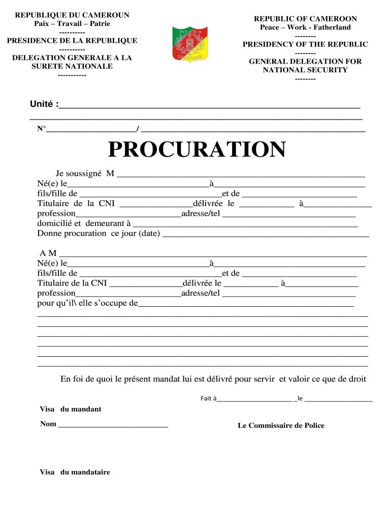 Procuration Exemple Form Fill Out and Sign Printable PDF Template