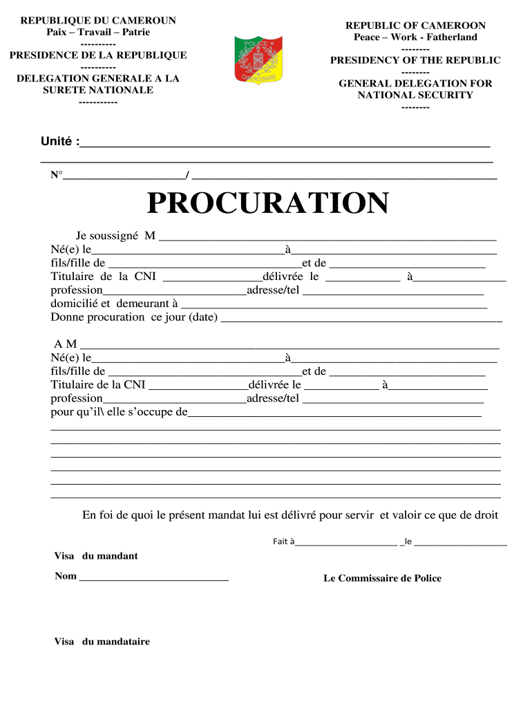 Procuration Exemple Form Fill Out And Sign Printable PDF Template