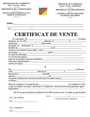 CERTIFICAT DE VENTE Dgsn Cm  Form