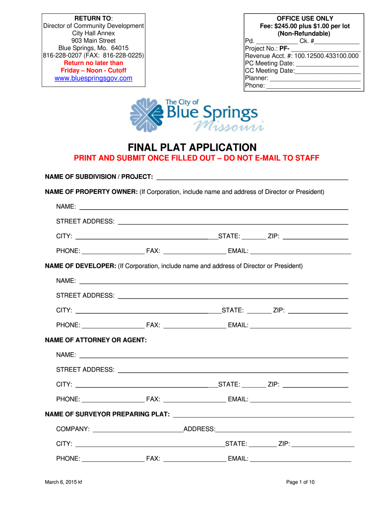 Get and Sign Mo Final Plat Application  Form