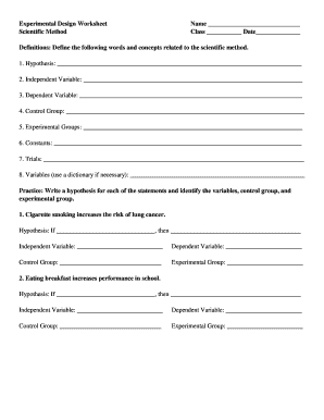 Experimental Design Worksheet  Form