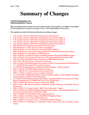  Summary of Changes Mepcom Army Mil 2016