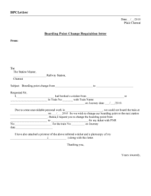 Boarding Change Application in Hindi  Form