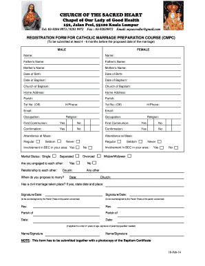 Catholic Marriage Form