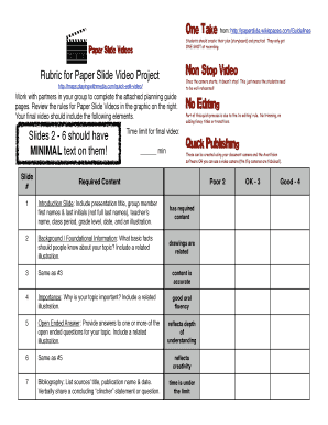 Paper Slide Video Rubric  Form