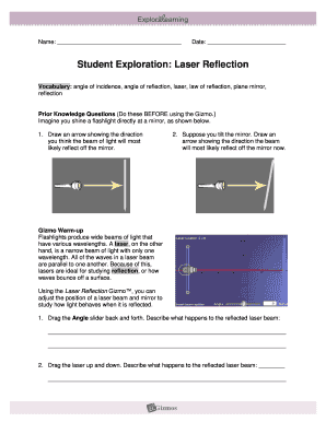 Laser Reflection Gizmo Answer Key  Form