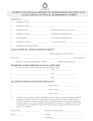 Cooperative Loan Policy Sample  Form