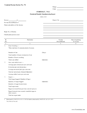 Central Excise Series No 74 FORM R T 7C