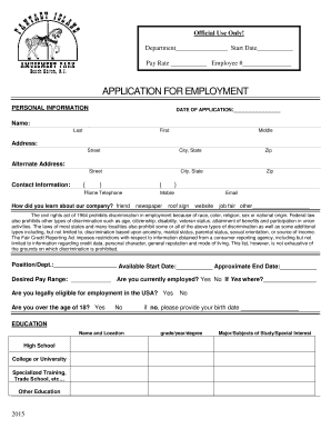Fantasy Island Application  Form