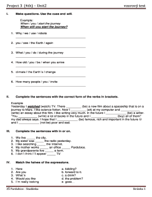 Project 3 Unit 2 Test  Form