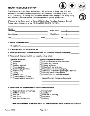 Troop Resource Survey  Form