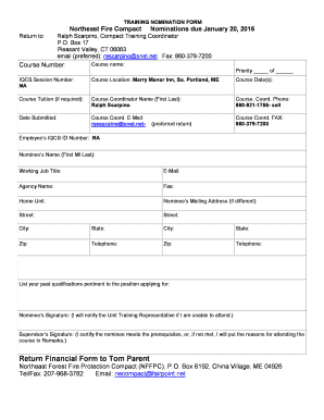 Training Nomination Form Template Excel