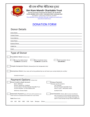 Mandir Donation Slip  Form