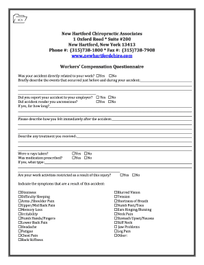 Form ACA Workers Comp Questionnaire NHCA Version 8 17 09