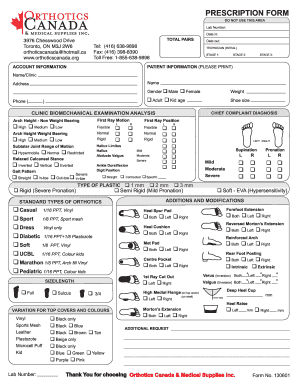 Orthotic Prescription Form