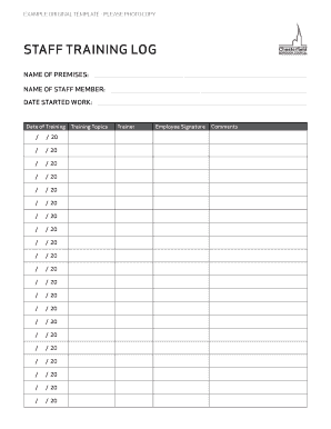 Staff Training Log  Form