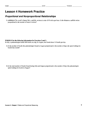 Lesson 4 Homework Practice Proportional and Nonproportional Relationships  Form