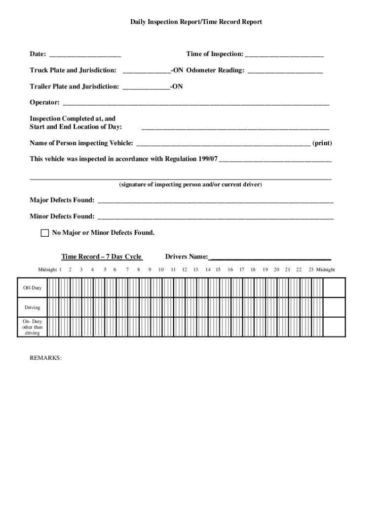 Schedule 1 Daily Inspection of Trucks Tractors and Trailers  Form