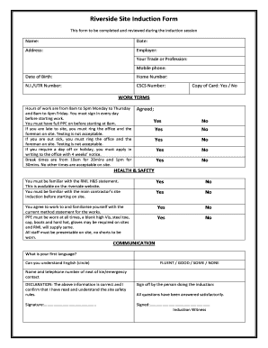 Site Induction Template  Form