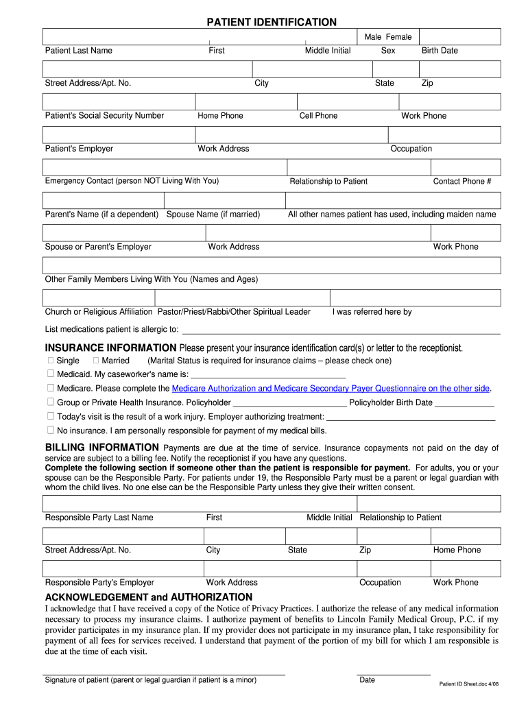  Patient ID Sheet DOC 2008-2024