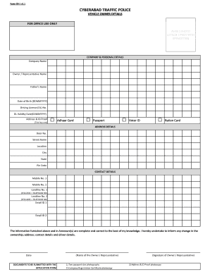 Cyberabad Traffic Police Form