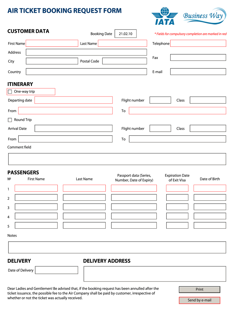 Air Booking Request Form