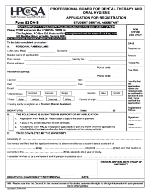 Form 53 DA S Hpcsa Co