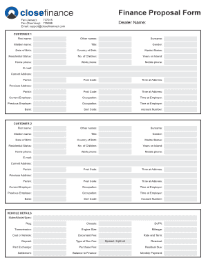 Finance Proposal Form Close Finance