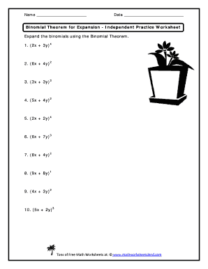 Binomial Expansion Worksheet  Form