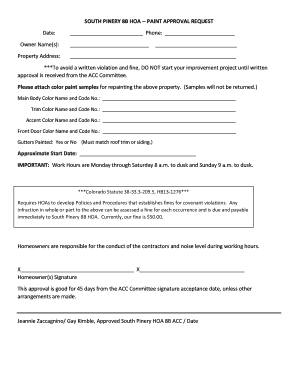 Hoa Approval Letter Template  Form