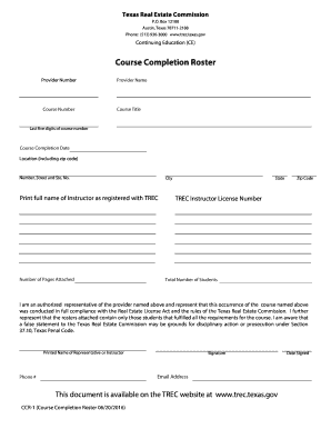 Texas Form Ccr