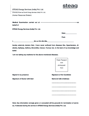 STEAG Energy Services India Pvt Ltd Steag  Form