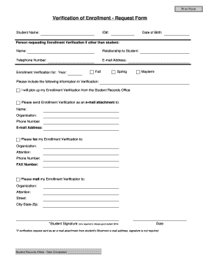 Verification of Enrollment Request Form
