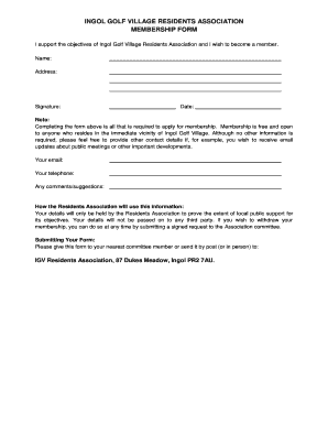 Residents Association Membership Form