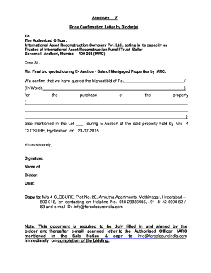 Price Confirmation Letter Sample  Form